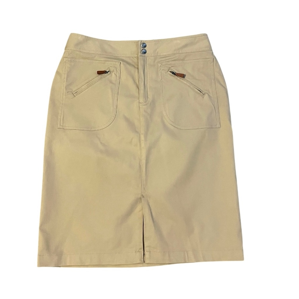 Ralph Lauren Kaki Pencil Skirt with Zipper Pockets Size 8